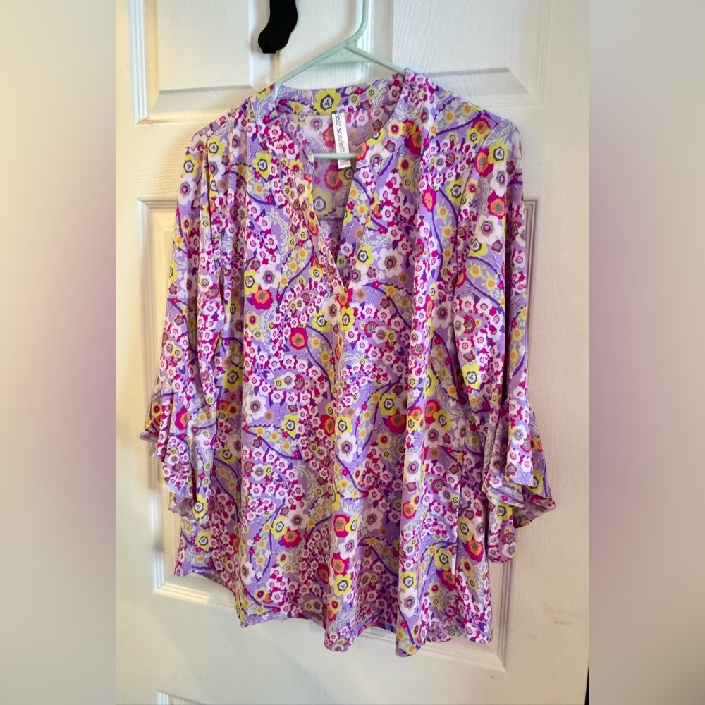 Dear Scarlett Floral Top - Purple, Yellow, Pink